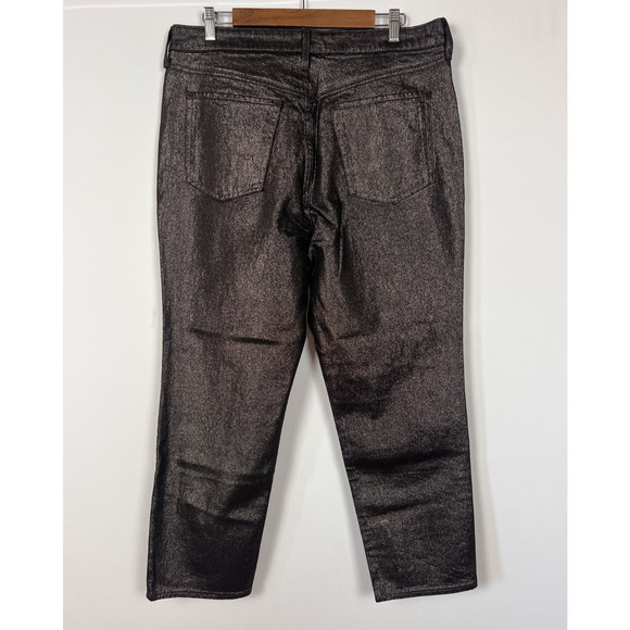 Old Navy High Waisted Shimmer OG Straight Ankle Jeans Size14 Metallic Brown - Picture 5 of 10